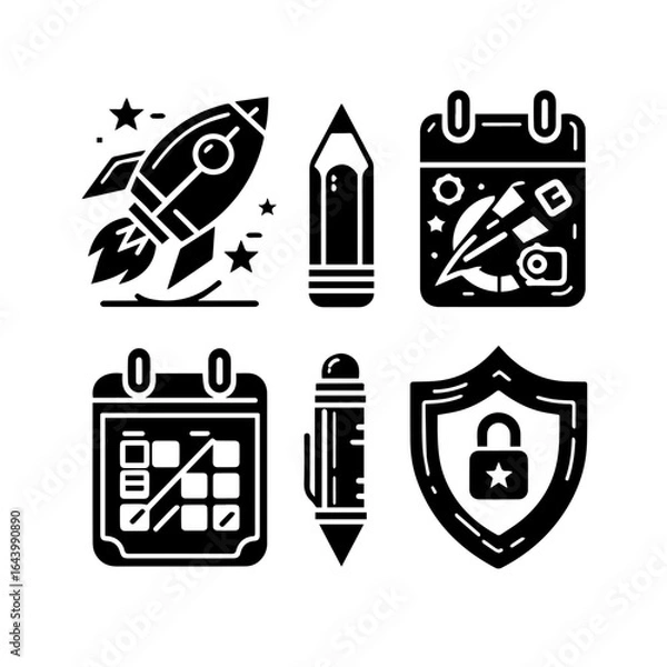 Fototapeta Collection of icons isolated on white background representing various themes