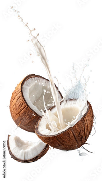 Obraz Fresh Coconut Milk Splash: Vibrant, Tropical, and Refreshing Beverage Image