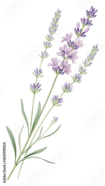 Obraz Elegant Watercolor Lavender Sprigs: Calming Purple Floral Botanical Illustration for Design Projects