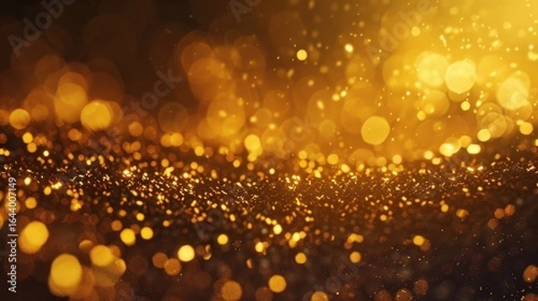 Obraz Abstract background of light with golden glitter falling