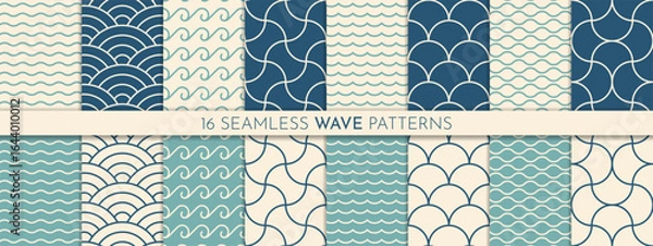 Obraz Seamless wave pattern set. Abstract backgrounds with wavy lines.