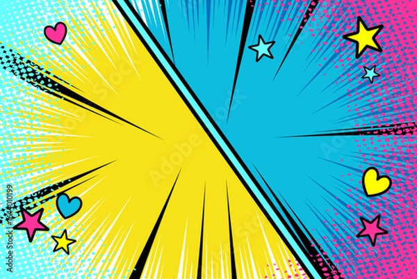 Fototapeta Vibrant pop art halftone background for comics