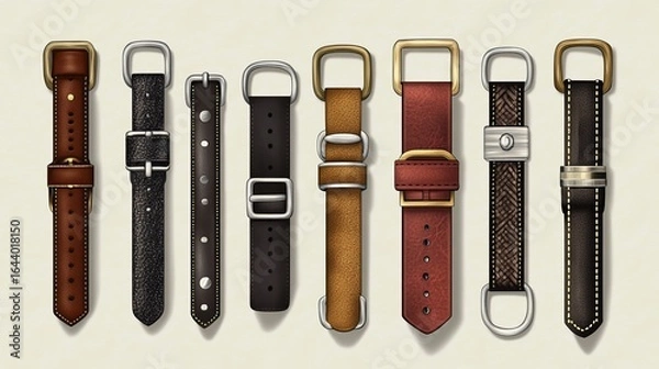 Obraz Collection of Eight Stylish Leather Watch Straps