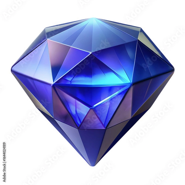 Fototapeta Sparkling Blue Diamond with Faceted Geometric Design.