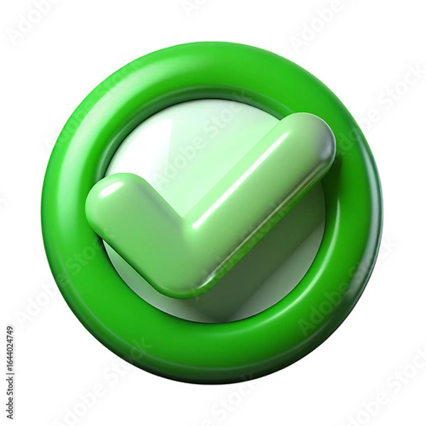 Fototapeta 3D Green Checkmark Icon in Circle.