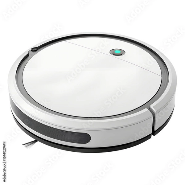 Fototapeta A robot vacuum cleaner with clean mode indicator, , isolated on a transparent background