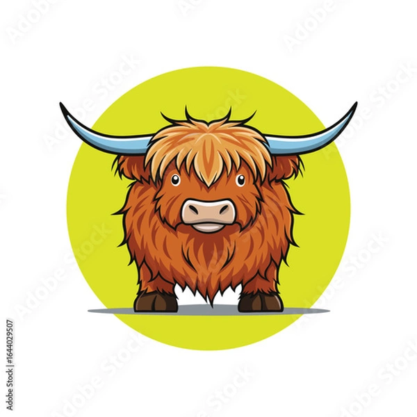 Fototapeta Cartoon Highland Cow Front View Illustration