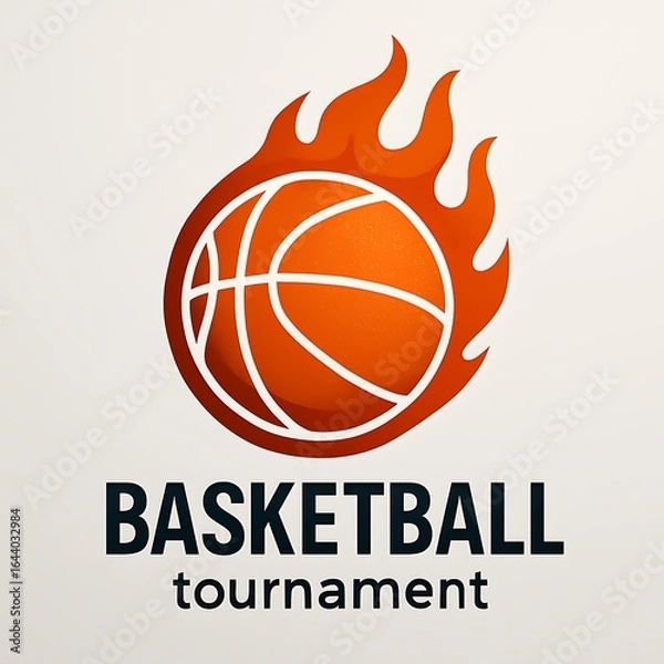 Fototapeta Basketball on fire tournament logo tribal style