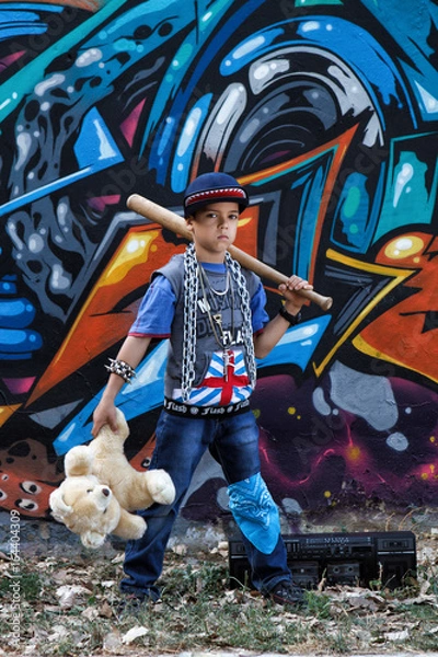 Obraz Little boy looks like a gangster