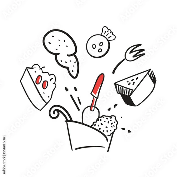 Obraz Street fast food dish set vector illustration
