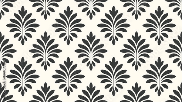 Fototapeta Elegant Dark Floral Pattern Repeat on Off White Background for Wallpaper and Textile Design Applications