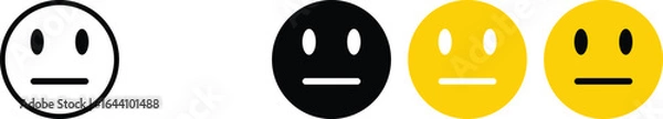 Fototapeta Set of neutral smileys. Emotional rating neutral faces set. Happy emoji vector set. Face smile icon positive negative neutral opinion vector symbol. Outline Colorful smileys user experience icon