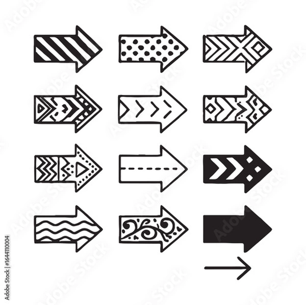 Obraz Decorative Pattern Arrow Icon Set.