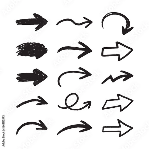 Obraz Hand-Drawn Arrow Icon Set.