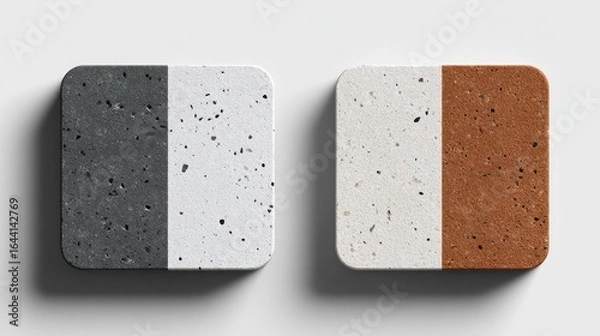 Fototapeta Two square samples of speckled stone in contrasting colors.