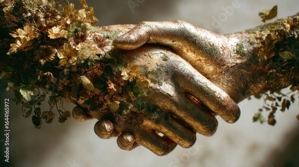 Fototapeta Golden Hands Embrace: A Symbol of Unity and Nature's Harmony