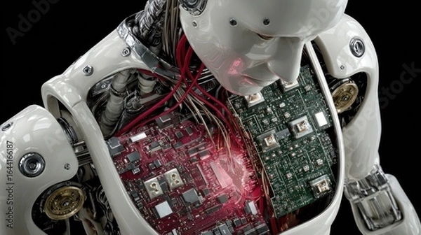 Fototapeta Revealing the Intricate Mechanics of a Humanoid Robot