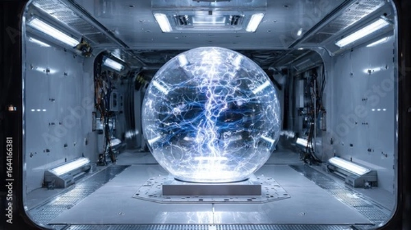 Fototapeta Plasma Sphere in a futuristic laboratory