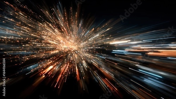 Fototapeta Light Trails Explosion: A Burst of Energy and Speed