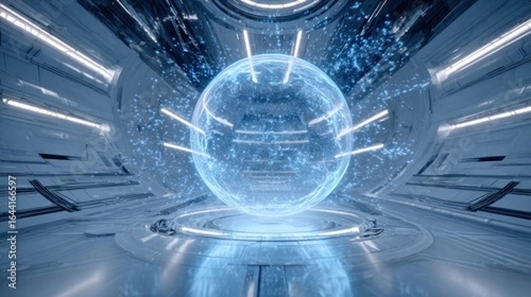 Fototapeta Futuristic Sphere in a Sci-Fi Chamber