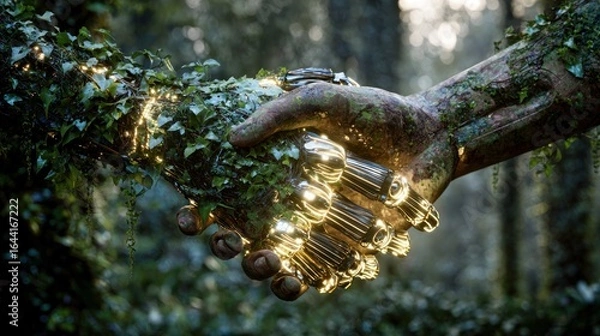 Fototapeta Nature's Embrace: A Symbiotic Partnership Between Technology and the Environment