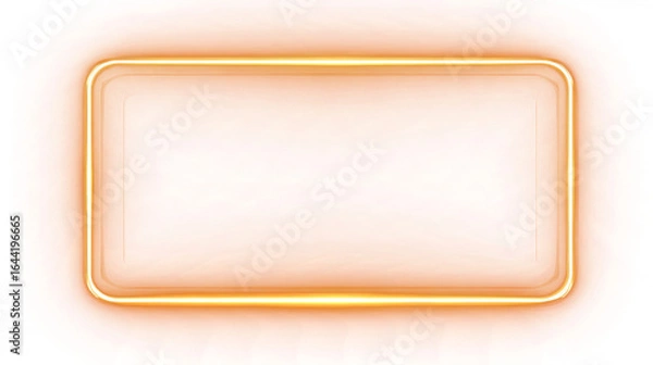 Fototapeta Neon Glowing Rectangle Frame isolated on black background. Futuristic modern border. Empty sparkling techno backdrop. banner. Orange neon sign. Neon mockup template for your design. PNG
