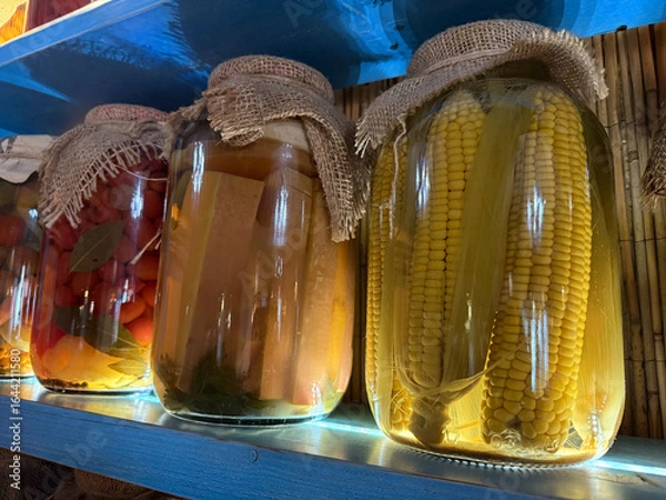 Obraz Homemade vegetable preserves in rustic style