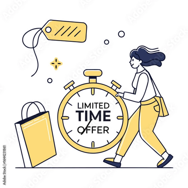 Obraz Flash Sales & Limited-Time Offers in E-Commerce – Vector Yellow Countdown UI Design Adobe Illustrator Artwork