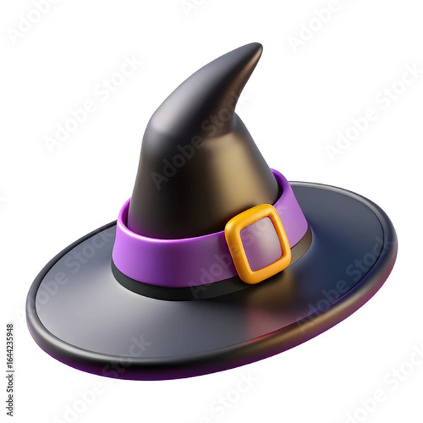 Fototapeta 3D Render Witchs Hat for Halloween isolated on transparent background
