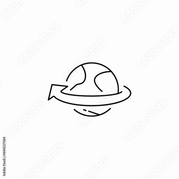 Fototapeta earth with orbiting arrow icon sign vector