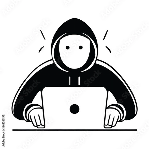 Fototapeta Hacker Icon – Cybersecurity, Coding & Anonymous Figure Outline