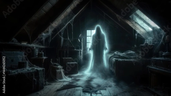 Fototapeta Ghost in a dark attic