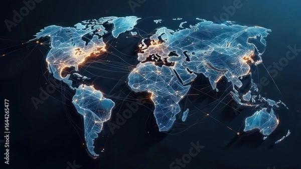 Fototapeta Global network map (1)