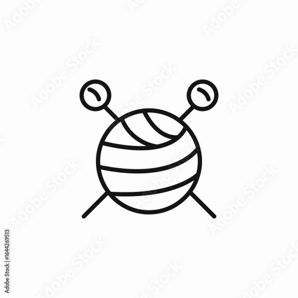 Obraz yarn and knitting needles icon sign vector