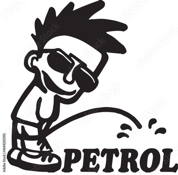 Fototapeta Funny Urinating Man Petrol Sticker