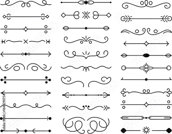 Fototapeta Elegant Black Line Dividers & Page Decorations 30 Design Elements