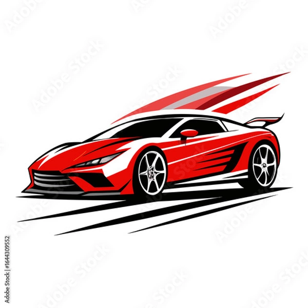 Fototapeta Dynamic Modern Sports Car Vector Illustration, Isolated on White Background