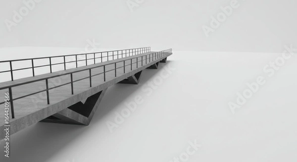 Fototapeta Concrete Bridge: A minimalist, low-angle perspective captures the stark beauty of a concrete bridge, stretching across a clean and expansive space.