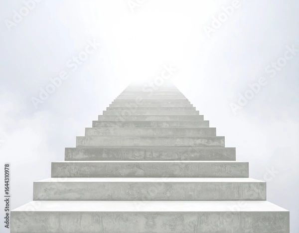 Obraz Concrete staircase rising into empty fog with no visible end.