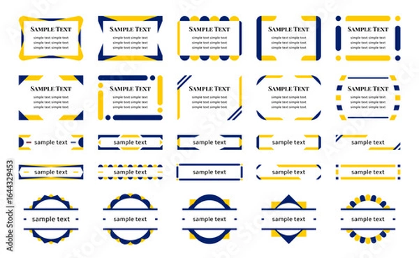 Fototapeta Set of Yellow and Blue Geometric Frame Templates for Text