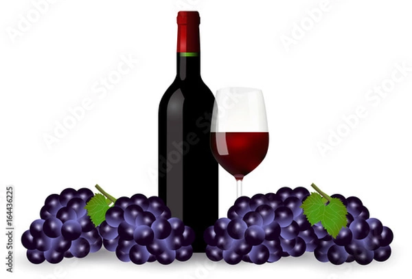 Fototapeta ワイン　ぶどう　グラス　背景