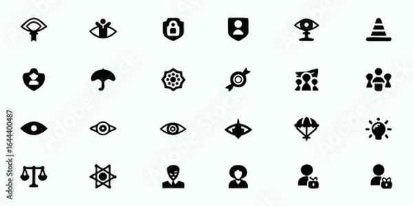 Fototapeta Ethical AI & Responsible Technology Line Art Vector Icons — Privacy, Fairness, Transparency, AI Governance, and Data Protection Symbols


