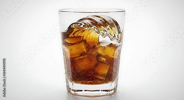 Obraz Refreshing Cola Splash with Ice Cubes