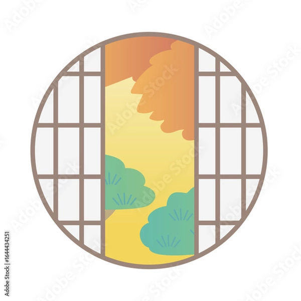 Obraz 障子　季節　丸窓