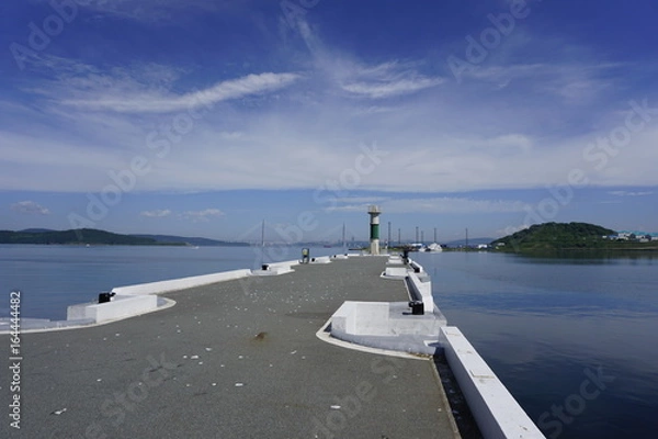 Obraz Маяк  на  пирсе.  Остров  Русский.  Владивосток.