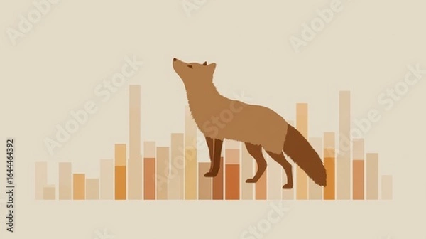 Fototapeta Stylish Illustration of a Fox with Abstract Soundwave Design