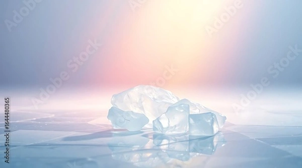 Obraz Ice cubes crystal on a light background.