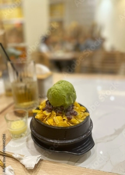 Obraz Matcha Bingsoo with Red Bean and Corn Flakes