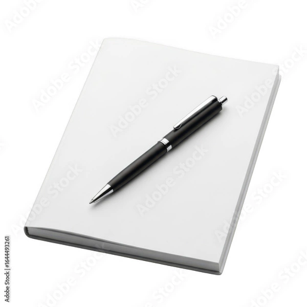 Obraz Illustration of notebook with pen on top isolated on transparent background, ready for writing