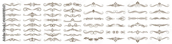 Fototapeta Elegant Decorative Divider Collection, Ornate Line Separators, Flourish Scroll Elements Set, Whimsical Accent Embellishments, Art Page Decoration
